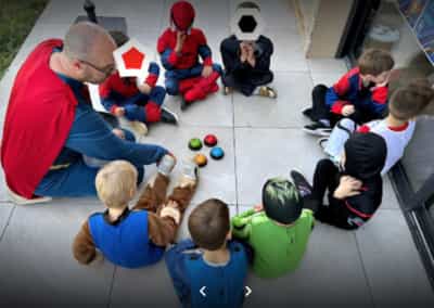 Children gathered in a venue during a Kidays birthday party